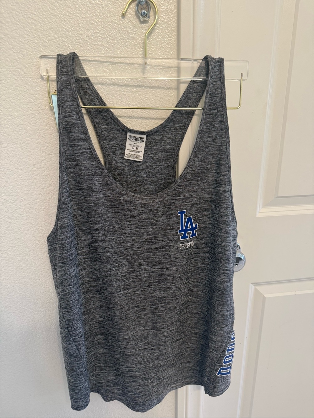PINK Grey LA Dodgers Racerback Tank Top Size Medium